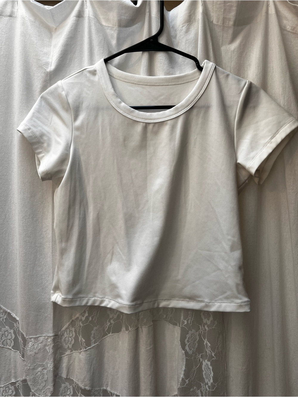 POPFLEX White Short Sleeve Ribbed Crew Tee